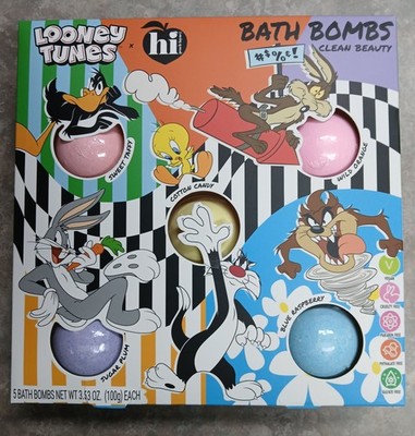 Looney Tunes Bath Bombs Gift Set By Hi Peach, 3.53 OZ. each, 5 fragrances, New