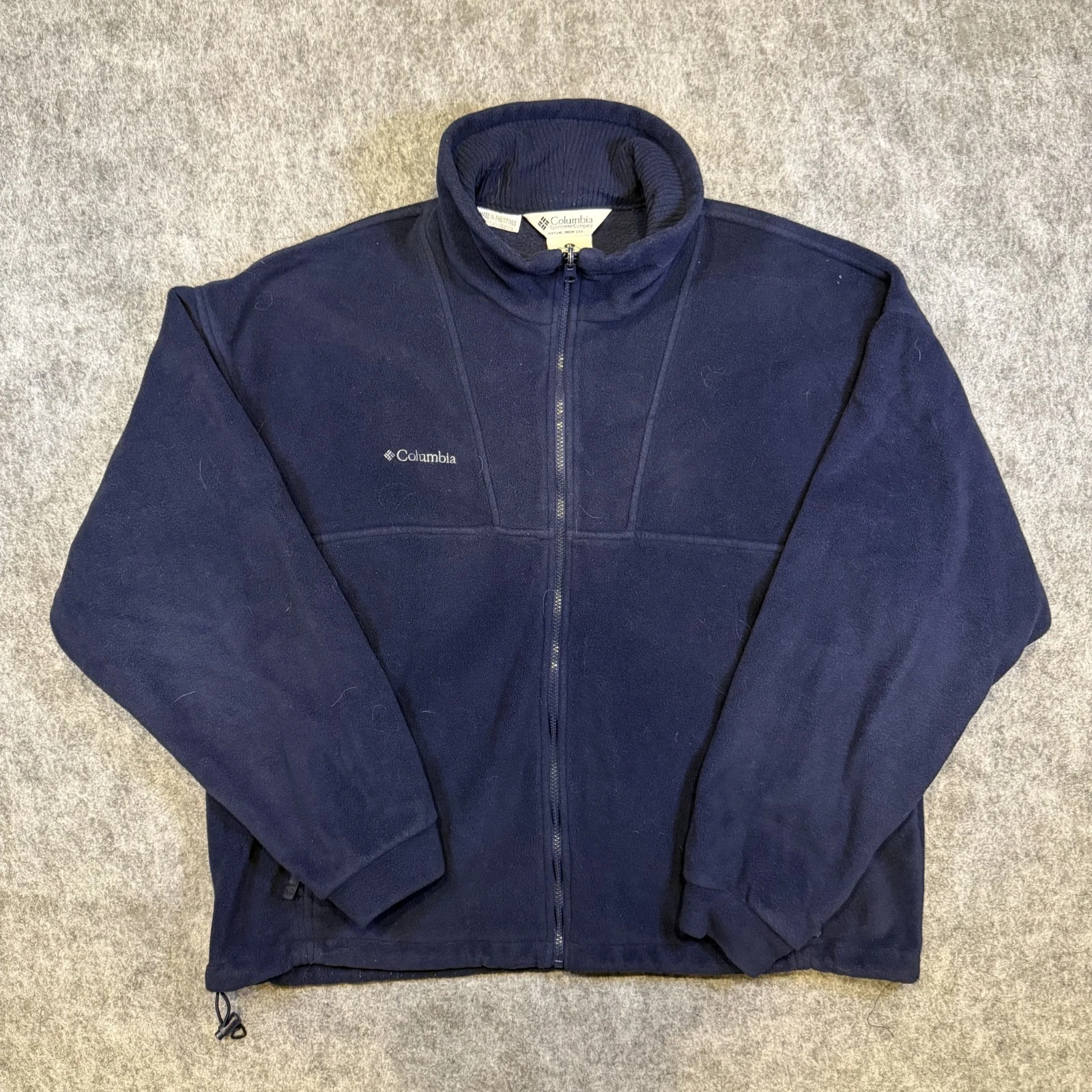 Columbia Jacket Men's XL Navy Blue Full Zip Fleece Zip Pockets Outdoor Warm Camp