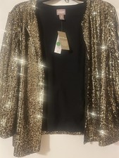 Chicos Gold Sequined Jacket Size 2