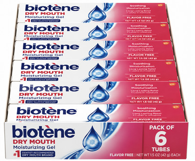 Biotene Dry Mouth Moisturizing Gel Flavor Free 1.5 oz Pack of 6