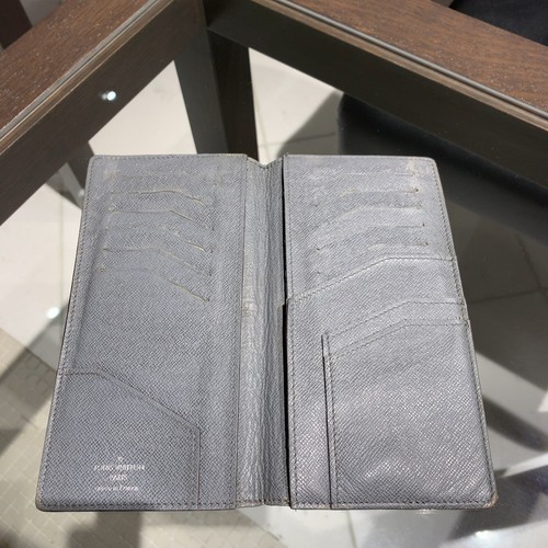 (Auth) LOUIS VUITTON Taiga Long Wallet Gray Leather Bifold Purse TA0110 - Picture 6 of 12