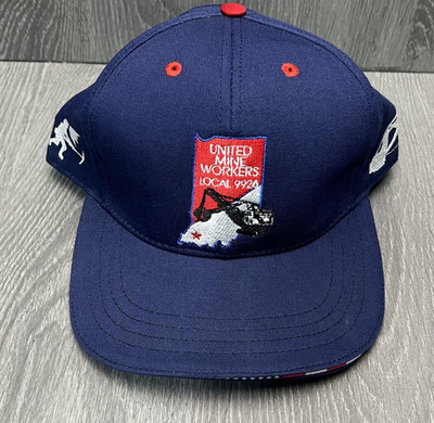 United Mine Workers Blue Hat Cap Strap Back Union Sewn Apparel Mens One Size USA