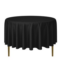10 Pack 90" Round Polyester Fabric Tablecloths for Wedding Banquets - Black