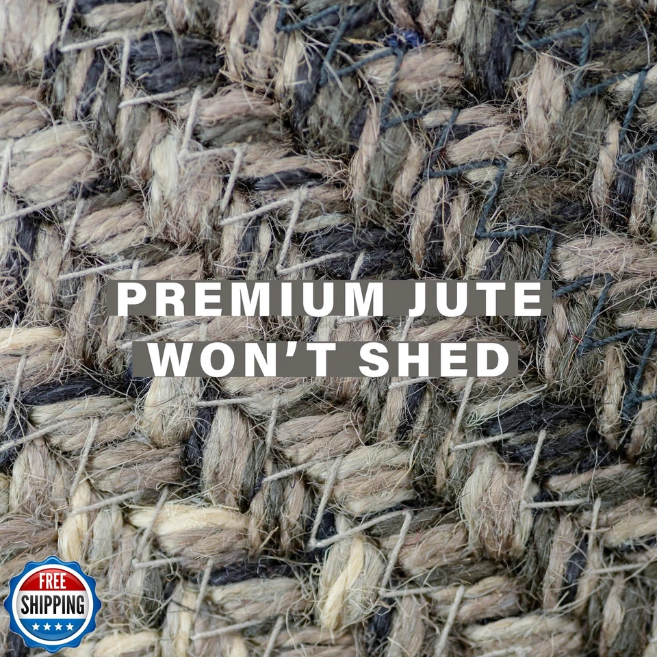 Alfombras ovaladas trenzadas Flint Hill 20x30 - Alfombra de entrada de yute gris para Primitive Dec Foto 4 de 4