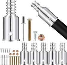 6Pcs Threaded Tip Replacement, Broom Handle End, Ultra Silver 