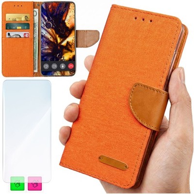 Brieftaschenhülle für INFINIX Note 50 Pro 4G - Orangefarbene Canvas-Abdeckung +