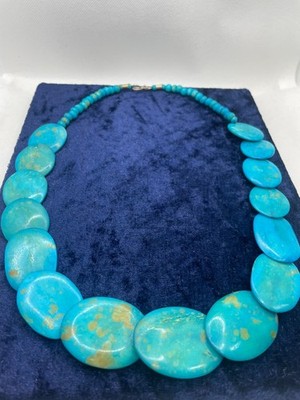 Vintage Faux Kingman Türkis Perlen Halskette gefärbt Knochen schön Sommer Boho