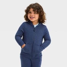 Toddler Boys' Fleece Zip-Up Sweatshirt - Cat  Jack  Navy Blue Kangaroo Pocket