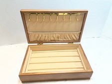Vintage Wood Trinket Jewelry Box Country 11" X 6.5" X 3"