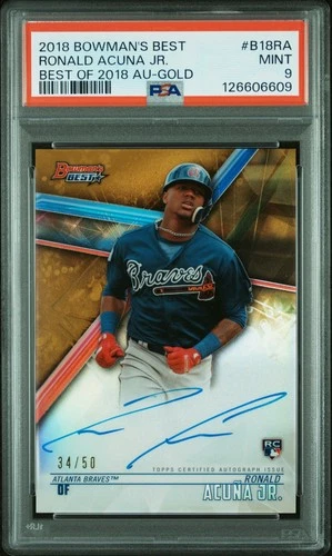 2018 Bowman's Best Ronald Acuna Jr Rookie Auto Gold /50 psa 9 #B18RA