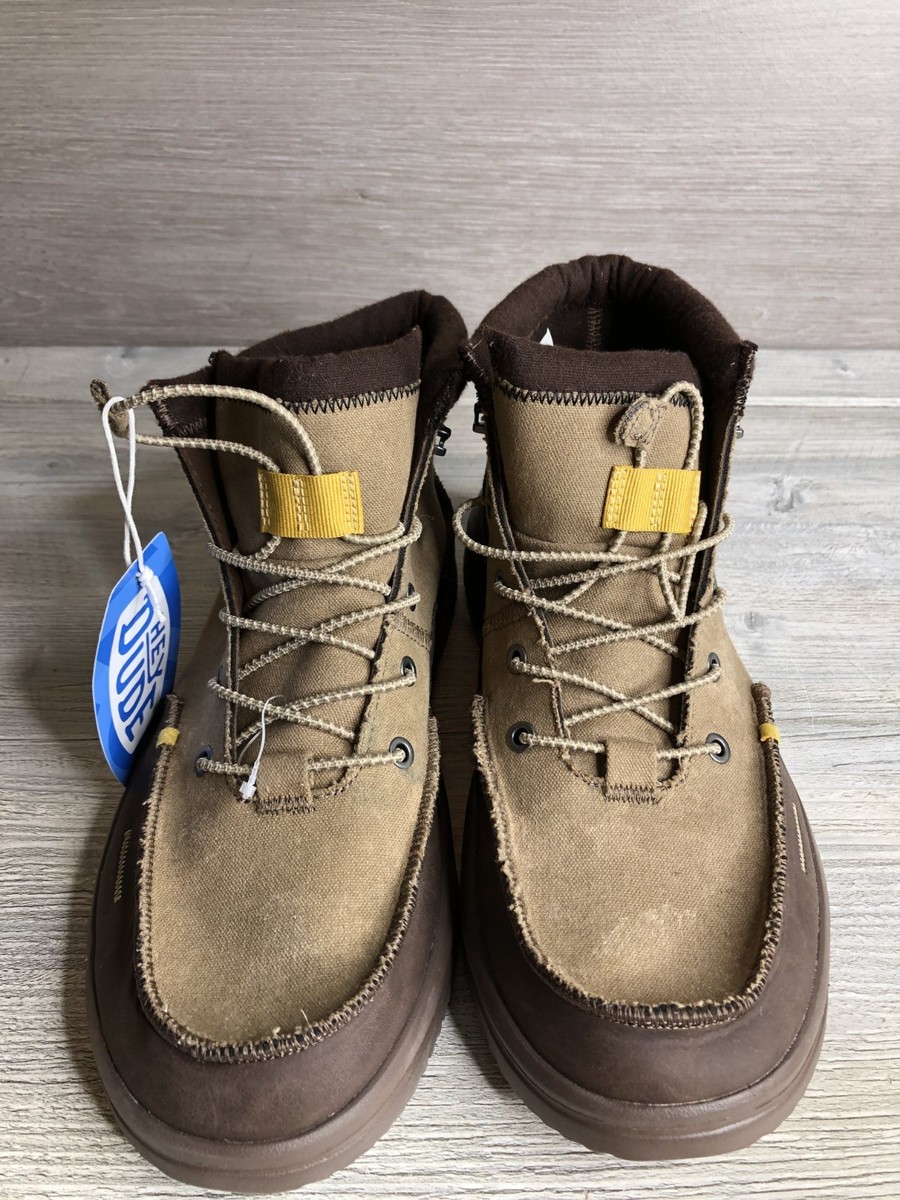 Hey Dude Bradley Boot Mens 12 Brown Waxed Canvas Slip On Lightweight Amazon.com | HEYDUDE Men main image 4