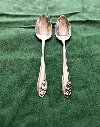 Vintage Gorham Sterling Silver Lily of the Valley Dessert Spoons - 2pc - 1.7oz