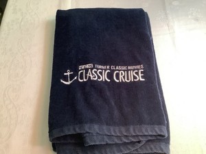TCM Turner Classic Movies Cruise Dark Blue Beach Towel 30 X 64” Embroidered Logo