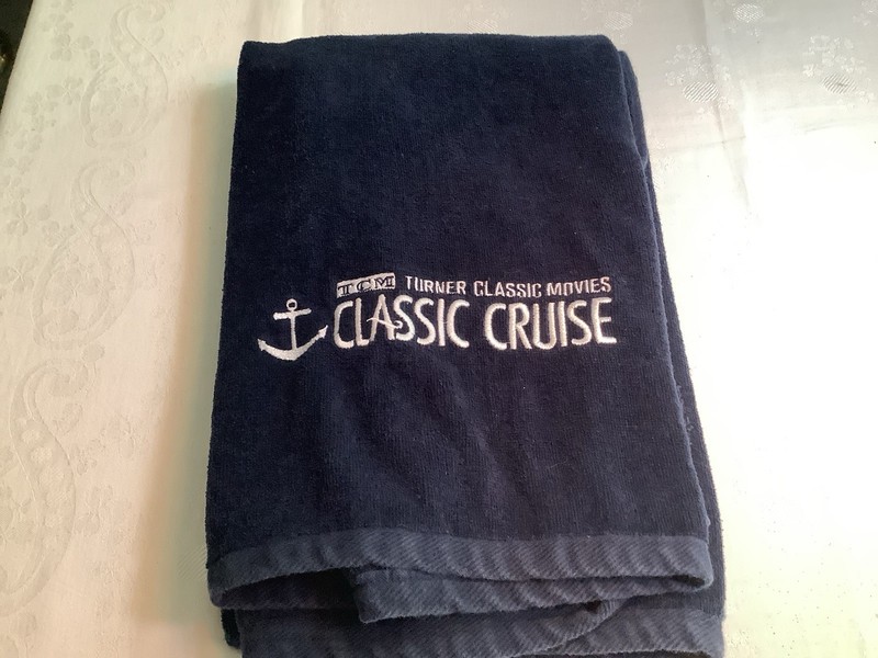 TCM Turner Classic Movies Cruise Dark Blue Beach Towel 30 X 64” Embroidered Logo
