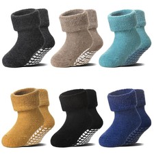 6 Pairs Baby Boy Girl Non Slip Socks Child Toddler Winter Thick Soft Wool Kid...