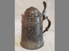 Edler Prunk-Bierkrug massives SKS Zinn 95% &ndash; Hopfen - 16,5 cm