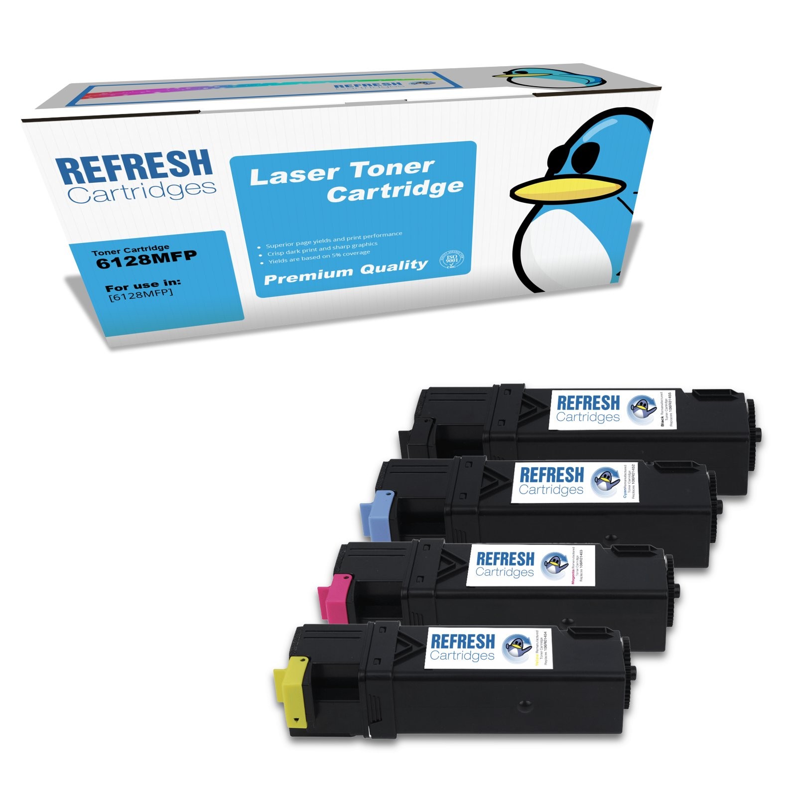 Refresh Cartridges Full Set Pack 6128MFP Toner Compatible With Xerox Printers