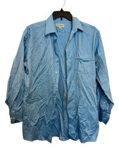 Tommy Bahama Long Sleeve Button-Up Shirt Men 16 32-33 Blue Herringbone Pattern