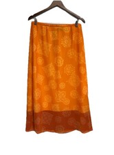 VTG Y2k Maxi Skirt Sz 10 Hippie Boho Festival Fairy Bright Orange Whimsy Sheer
