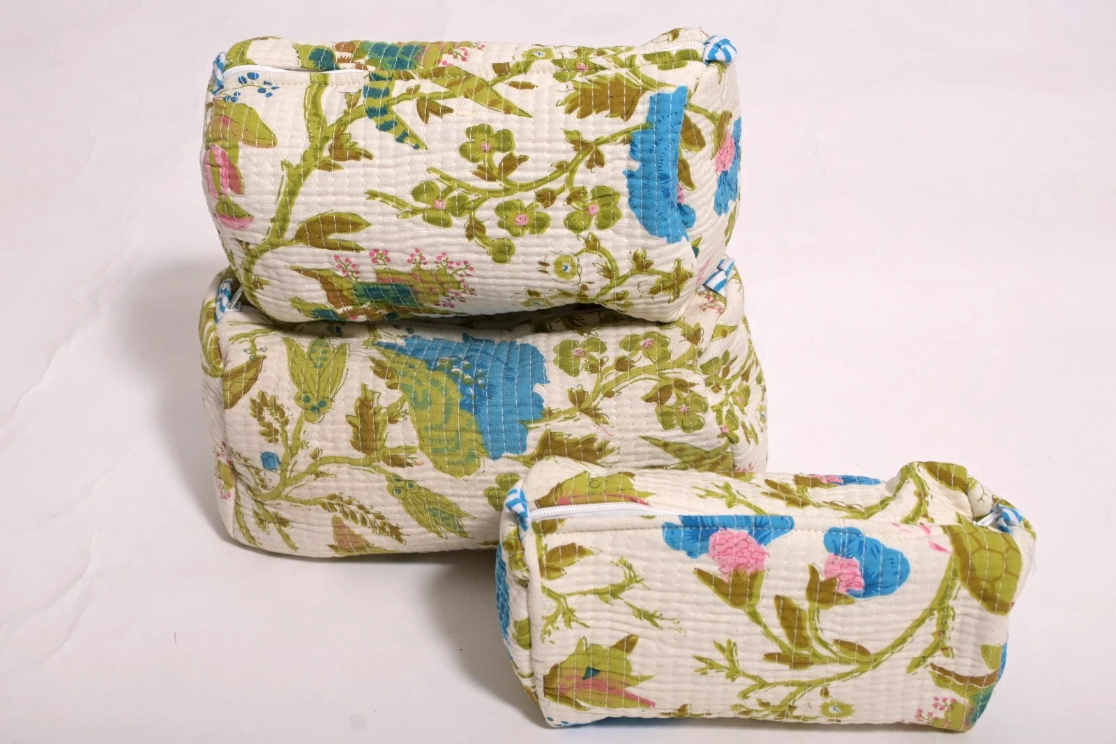 Indian Cotton Printed Cosmetic Bag Makeup Pouch Travel Toiletry Organizer Pouch