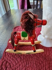 Vintage Wooden Red Rocking Horse Christmas Holiday Season Home Decor