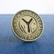 NYC Subway Token Tie Tack  Lapel Pin Repurposed Vintage New York City Small Coin