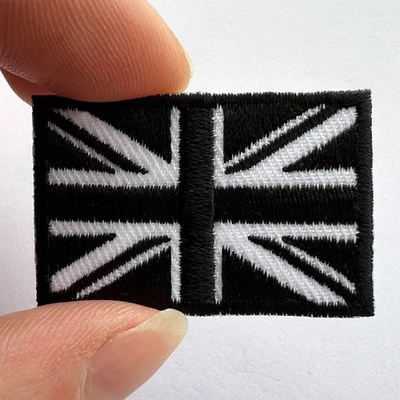 Mini Black UK Flag Patch Iron Sew On Small Union Jack British Embroidered Badge