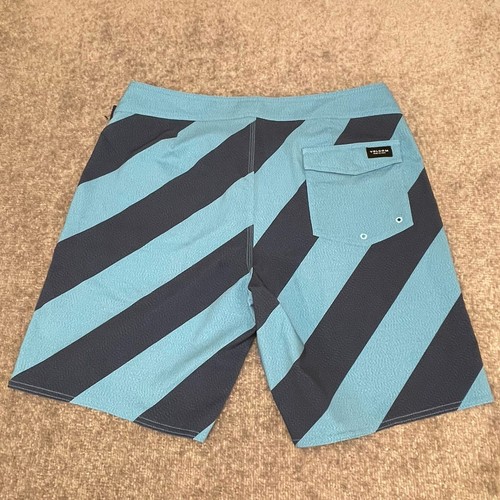 Volcom Board Shorts Mens 34 Striped Blue Mod Tech Pockets Drawstring Swim NEW - Picture 9 of 11