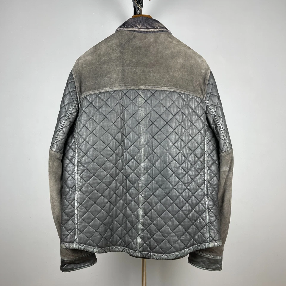 AllSaints Mens Black Quilted “Alter Leather Shirt” Jacket – Size XXL - Image 2 of 4