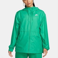 NWT 75 WOMEN'S GREEN NIKE LIGHTWEIGHT REPEL WINDBREAKER JACKET MEDIUM