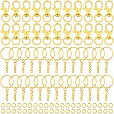 Keychain Rings for Crafts, Selizo 120Pcs Gold Keychain Hardware Includes 60Pcs K