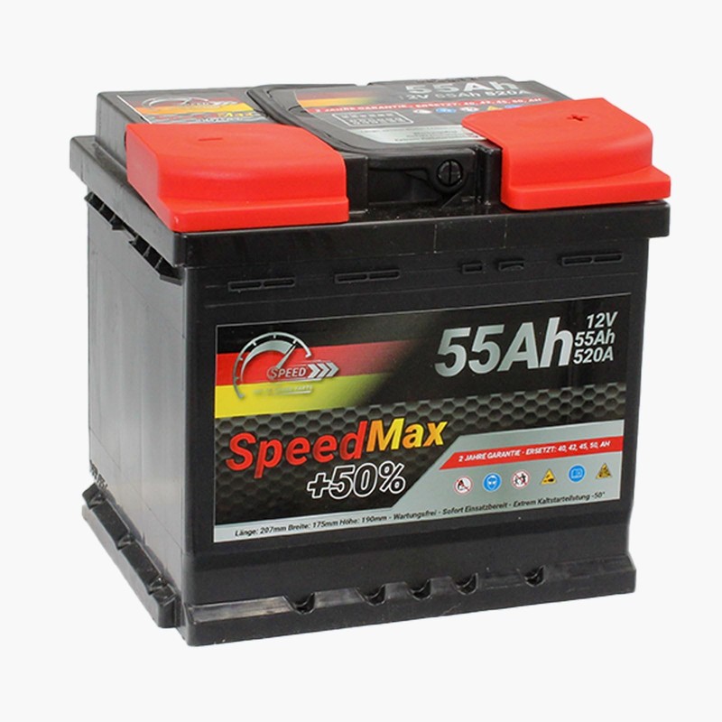 Batteria Auto SPEED L1max 55ah 520A 12V Senza Manutenzione Pronta All'uso - Immagine 1