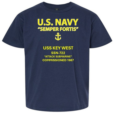 USS KEY WEST  SSN-722 * SEMPER FORTIS *VINYL SHIRT. US NAVY LICENSED