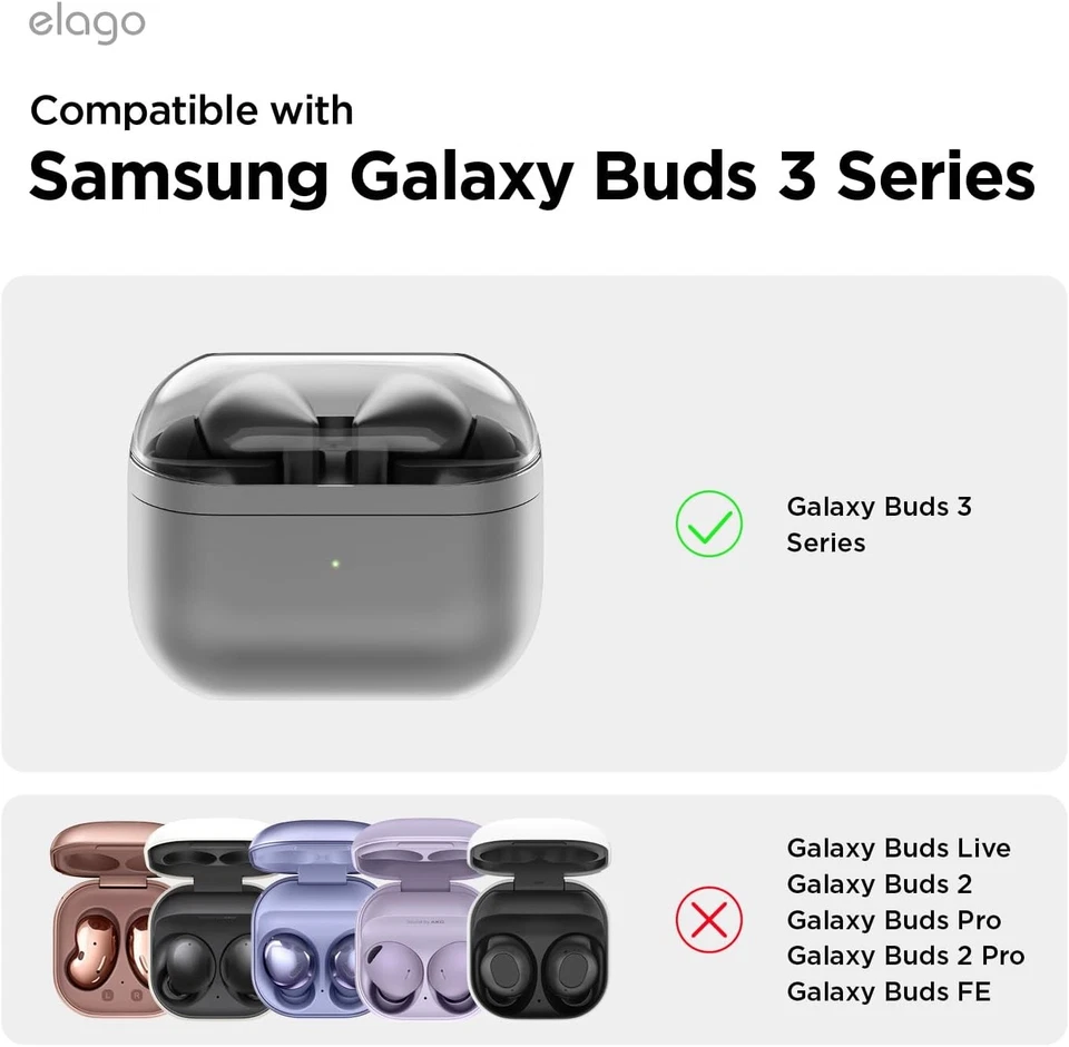elago совместимый с Samsung Galaxy Buds 3 чехол и прозрачный - черный  - Изображение 2 из 4
