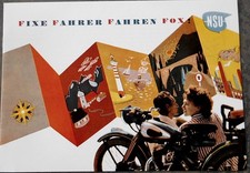 NSU FOX 98 CCM PROSPEKT 1949 FIXE FAHRER FAHREN FOX MOPED NECKARSULM OLDTIMER