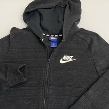 Vintage 80's 1984-1987 Nike Hoodie Sz S Blk Full Zip White Swoosh Blue Tag Grey