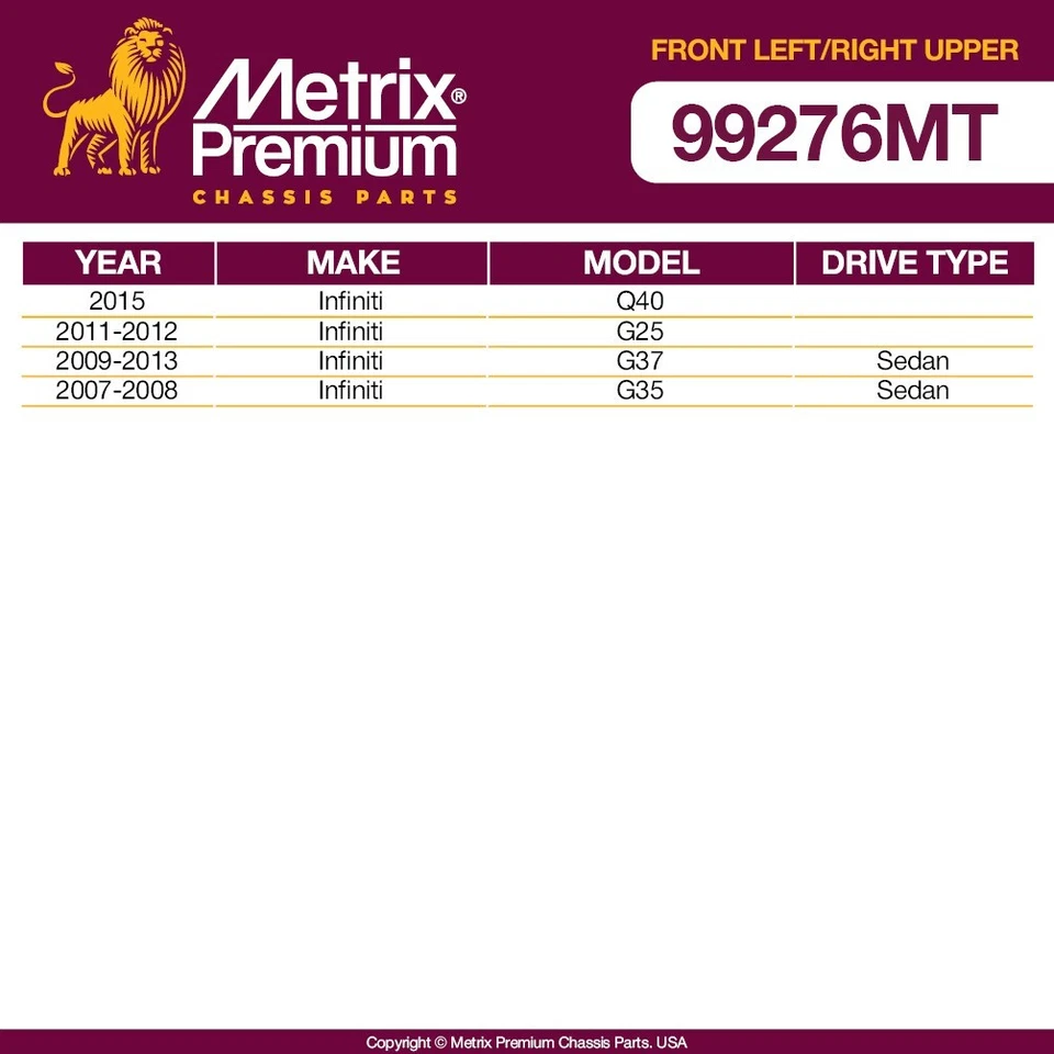 Brazo de control superior delantero L&R y rótula para Infiniti G37 G35 G25 Q40 2007-2015 Foto 2 de 4