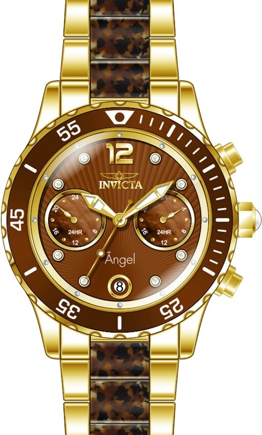 Invicta Women's Angel Brown Dial 40mm Brown Gold Stainless Steel ...