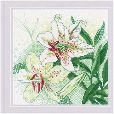 Lily's Delight Cross Stitch Kit - Elegant Floral Design 7.75"X7.75", 14 Count 