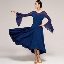 Latin Ballroom Dance Dress Modern Salsa Waltz Standard Long Dress Q197 3 Colors