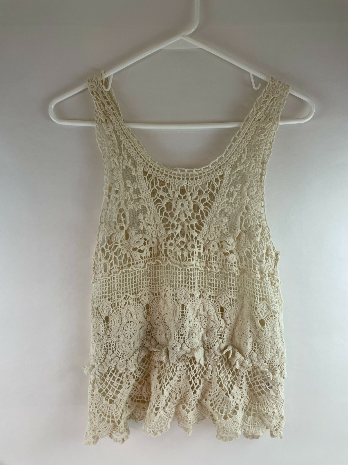 cream crochet tank top