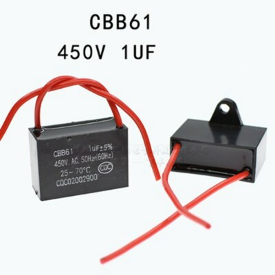 1pcs 1uF 450V CBB61 Motor Start Run Fan Capacitor 2Wires