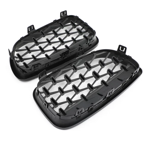 For BMW E81 E82 E87 E88 ABS 2Pcs Chrome+Black Diamond Style Front Bumper Grille - Picture 6 of 18