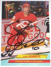 GARY ROBERTS SIGNED FLEER ULTRA CALGARY FLAMES CARD AUTOGRAPH AUTO!