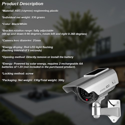 2X Outdoor Street Waterproof Solar Security Fake Camera Flashing LED Light IP65 - Picture 12 of 13