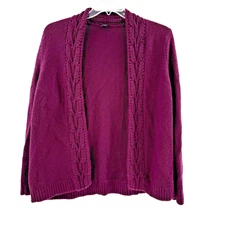 Talbots Womens Angora Rabbit Blend Cardigan Sweater Cable Knit Granny Core XL P