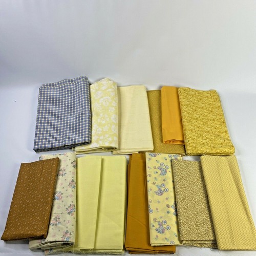 Crafter’s And Quilter’s Lot 5 Lbs Vintage Fabrics Yellow Remnants & Fat Quarters - Picture 2 of 10