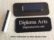 Personalized Custom 3"x1" Black Leatherette Round Corner Employee Badge  Frame