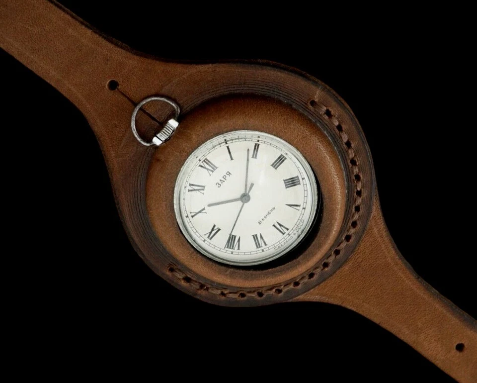 NOVO! Pulseira de couro nova para relógio de bolso 38-40mm Segunda Guerra Mundial - Imagem 3 de 4