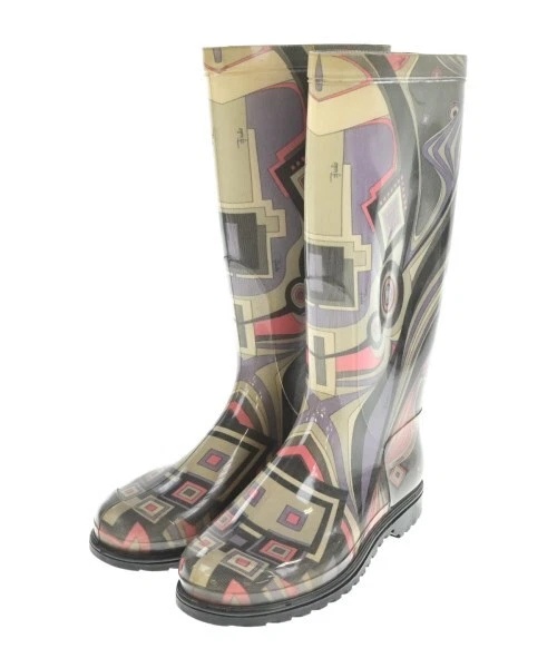 EMILIO PUCCI Rain Shoes KhakixBeigexPurple etc. Total pattern
